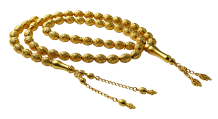 Golden Eid tasbih on transparent background