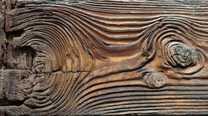 Detailed Close-Up of Weathered Wooden Texture and Grain Patterns