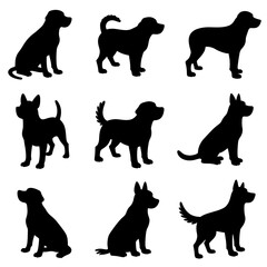 Dog silhouettes vector