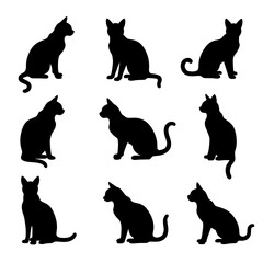 set of cats silhouettes