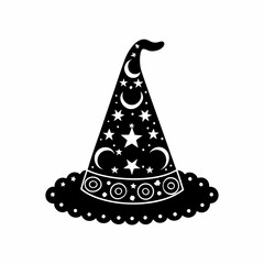 creative Silhouette witch-hat Icon Vector Illustration