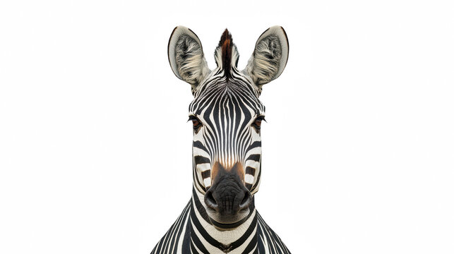 a portrait of a zebra looking at the camera on a transparent background, PNG image, PNG file, Generative art.