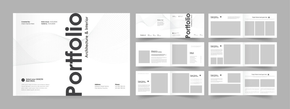Architectural Portfolio Design, Presentation Portfolio Template, Landscape Portfolio Layout.