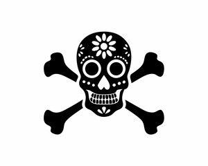 creative Silhouette skull-crossbones Icon Vector Illustration
