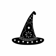 creative Silhouette witch-hat Icon Vector Illustration