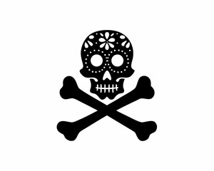 creative Silhouette skull-crossbones Icon Vector Illustration
