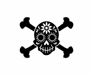 Obraz premium creative Silhouette skull-crossbones Icon Vector Illustration 