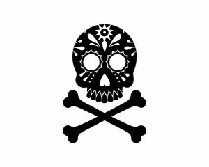 creative Silhouette skull-crossbones Icon Vector Illustration
