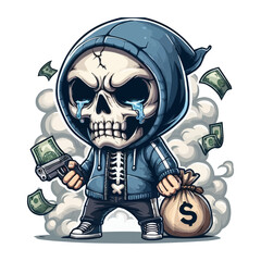 Cartoon Grim Reaper with Money