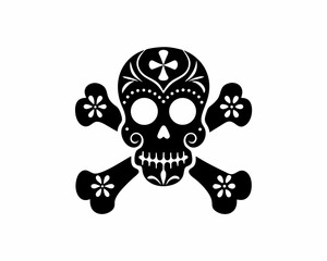 creative Silhouette skull-crossbones Icon Vector Illustration
