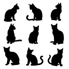 set of cats silhouettes