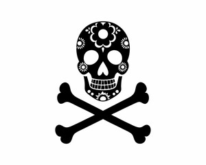 creative Silhouette skull-crossbones Icon Vector Illustration
