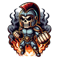 Chibi Skull Gladiator Illustration
