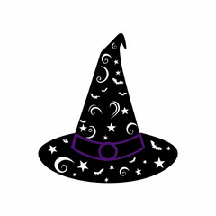 creative Silhouette witch-hat Icon Vector Illustration