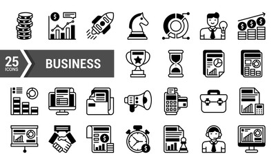 25 Business Lineal Fill Icons for Web and Mobile Apps.