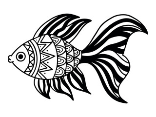 Betta fish coloring page for a children's book with colorful examples. Image in vector format. Great coloring activity for children and toddlers