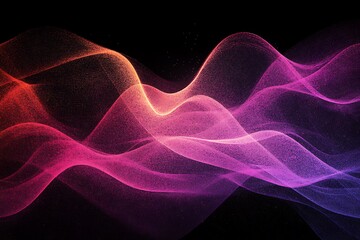 Obraz premium Abstract red and orange glowing particles forming wavy patterns on a dark background
