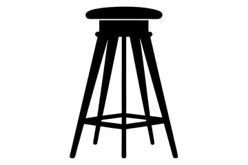 Bar Stool Silhouette Vector Illustration Black and White