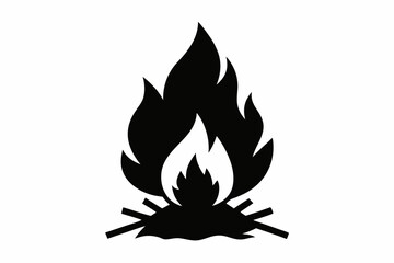 Campfire Silhouette Vector Illustration Black and White