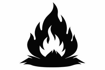 Campfire Silhouette Vector Illustration Black and White