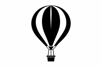 Hot Air Balloon Silhouette Vector Illustration Black and White