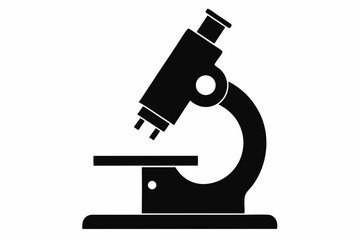 Microscope Silhouette Vector Illustration Black and White