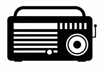 Old Radio Silhouette Vector Illustration Black and White
