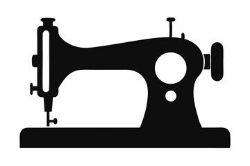 Sewing Machine Silhouette Vector Illustration Black and White
