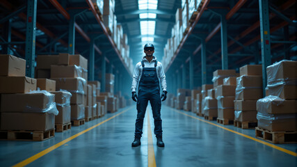 Fototapeta premium Warehouse Worker in Modern Setting