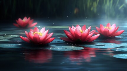 Water Lilies Pond Bloom Nature Summer.