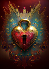 Golden Heart Lock with Crown