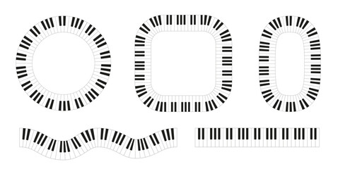Decorative piano key borders and shapes for music-themed designs and projects © woters
