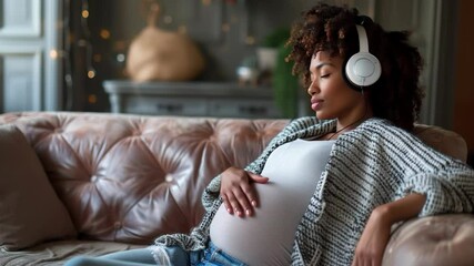 A video of a pregnant woman listening to music on headphones is great for videos about motherhood, relaxation, or healthy living.
- Powered by Adobe