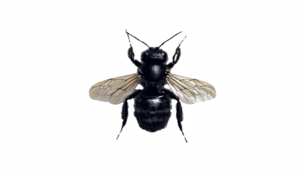 a black and yellow insect sitting on a transparent background, PNG image, PNG file, Generative art.