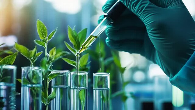 Exploring botanical extracts laboratory experiment with dropper and test tubes