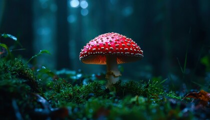 Fototapeta premium Red mushroom in mystical forest