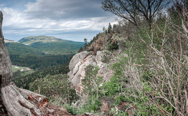 Panoramic view of the Lago Naki plateau. Krasnodar region, Republic of Adygea.
