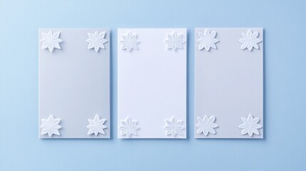 Soft silver greeting card with snowflake patterns and shimmering gradient, winter theme