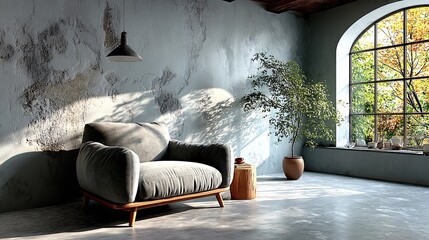 Modern Comfortable Chair in Cozy Minimalist Interior Space