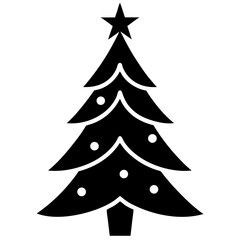 Minimalist Christmas Tree Silhouette Vector Art with Red Star