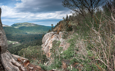 Panoramic view of the Lago Naki plateau. Krasnodar region, Republic of Adygea.

