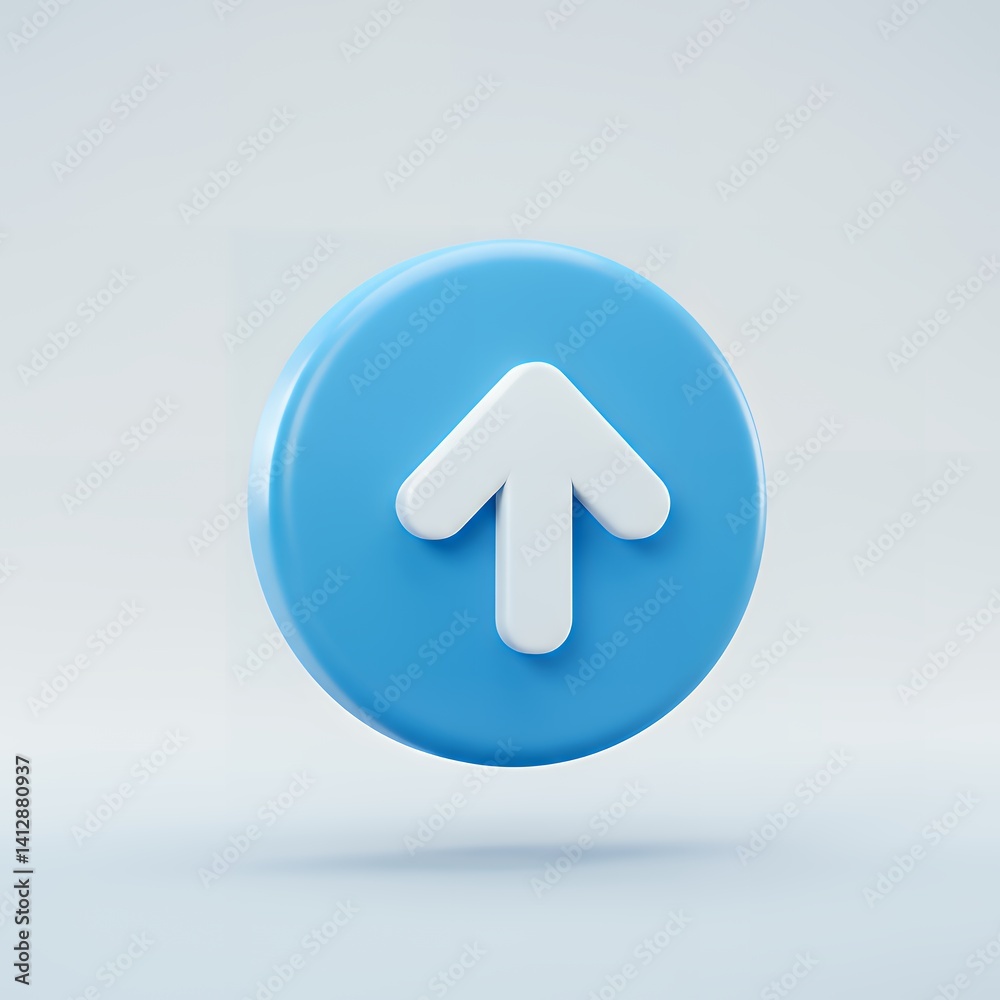 Poster blue up arrow icon vector illustration for navigation ui design and user interface element on white 