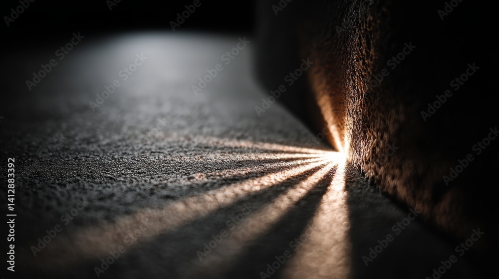 Poster bright light shining through wall creating dynamic reflection and arrow shape for conceptual inspira