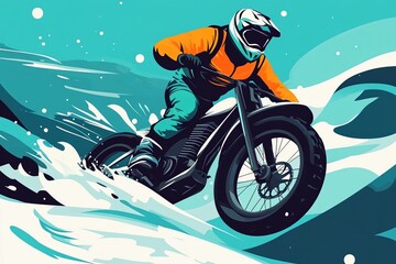 flat vector of a person extreme bike