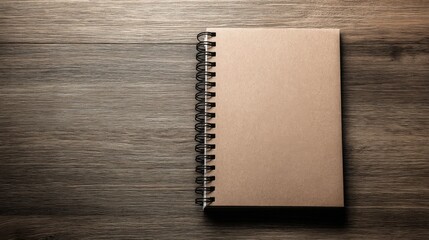 A notepad with a spiral binding on a rustic wooden table ideal for vertical planning and creative thoughts capturing ideas