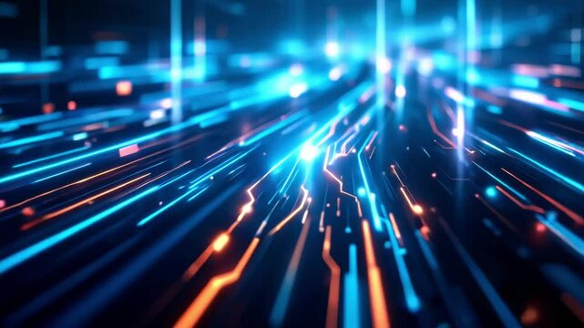 Sharp futuristic light streaks shift and refract like a high-tech holographic interface in a sci-fi digital world 