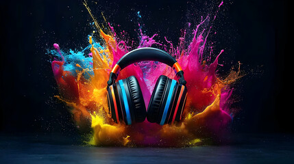 Colorful Headphones Explosion Design