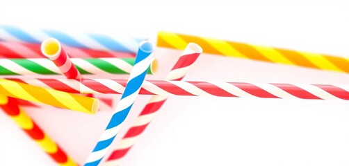 Obraz premium A colorful striped drinking straw isolated on a white background, illustration, object