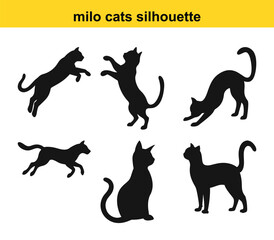 Playful Cats Silhouette Set For Design Elements