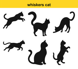 Cat Silhouette Vector Set In Various Poses